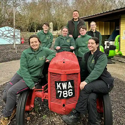 New Forest Wildlife Park Keepers On Tractor